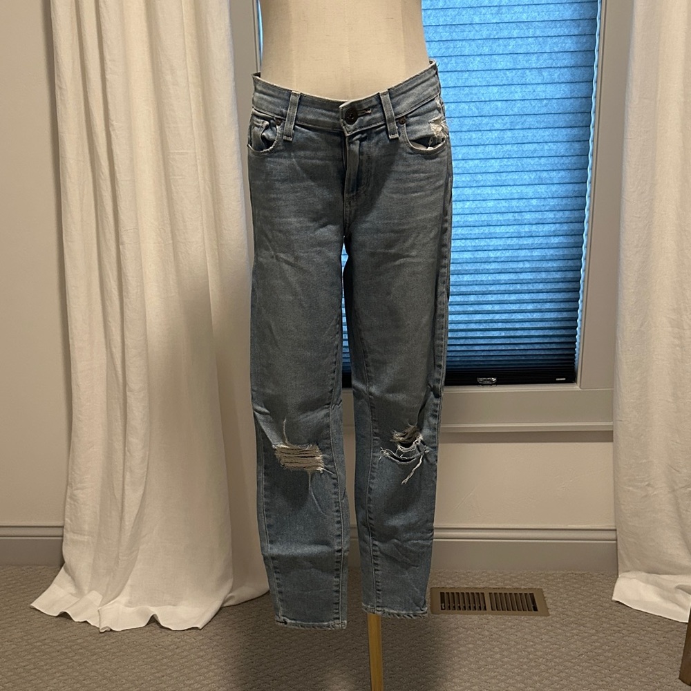 Paige Verdugo Crop Light Blue Distressed Women Jeans